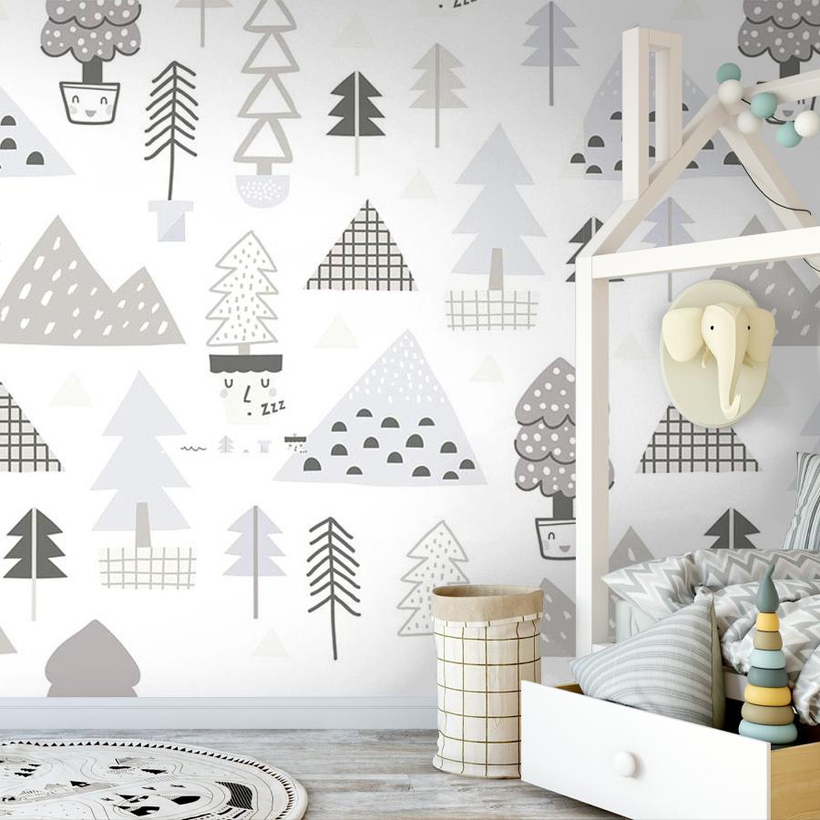 фотообои горы серые и елочки 12-706