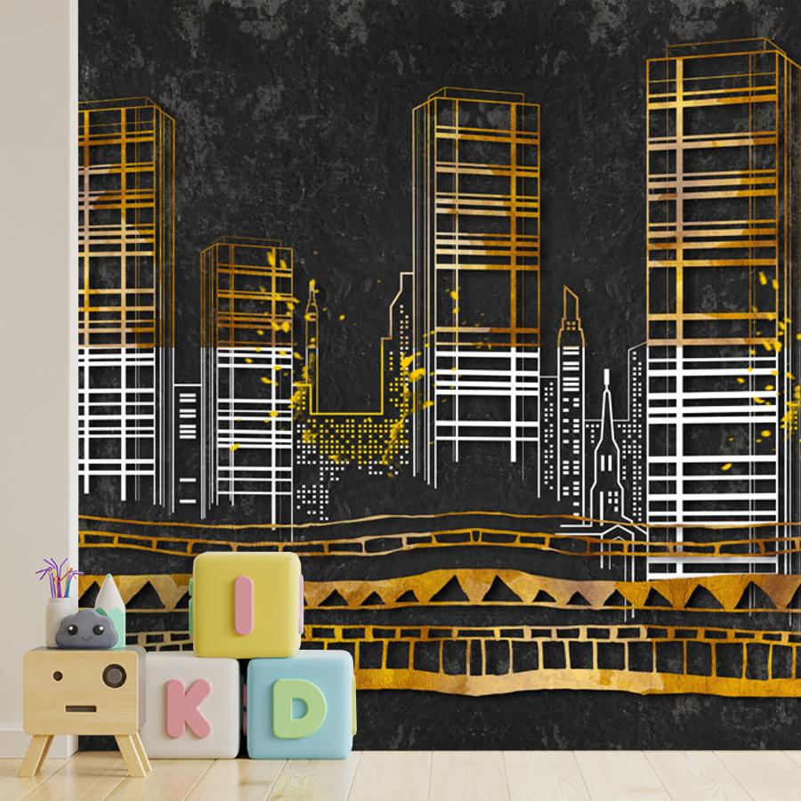 фотообои город рисунок темный 10-687