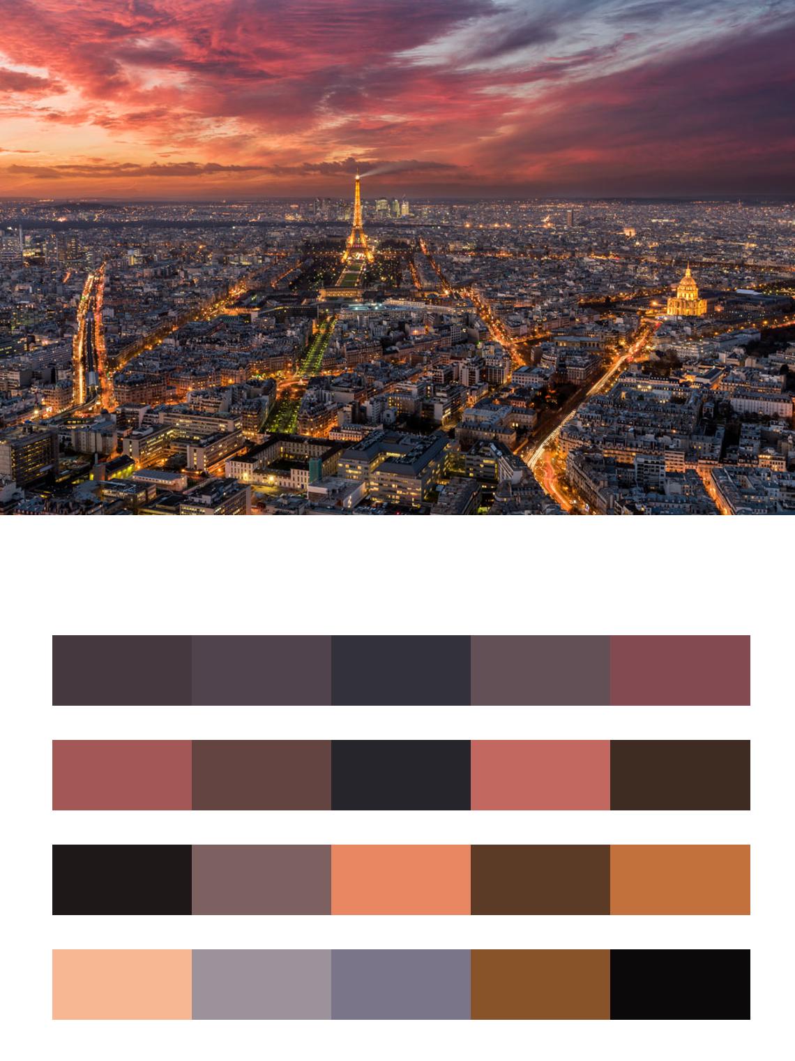 Ночной Париж в огнях цвета
