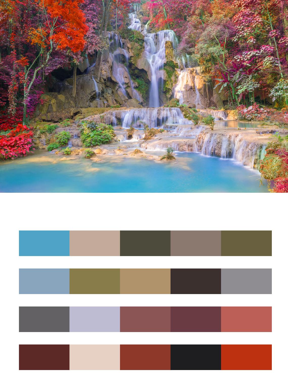 Водопад восхитительный цвета