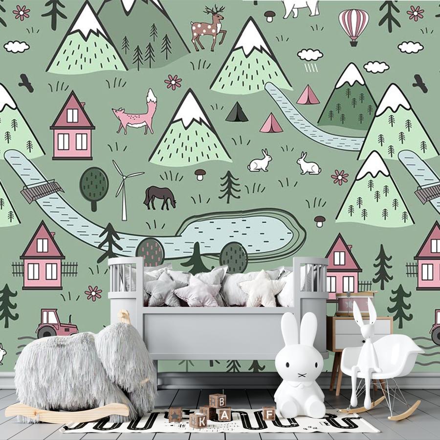 фотообои домики зеленые 12-711