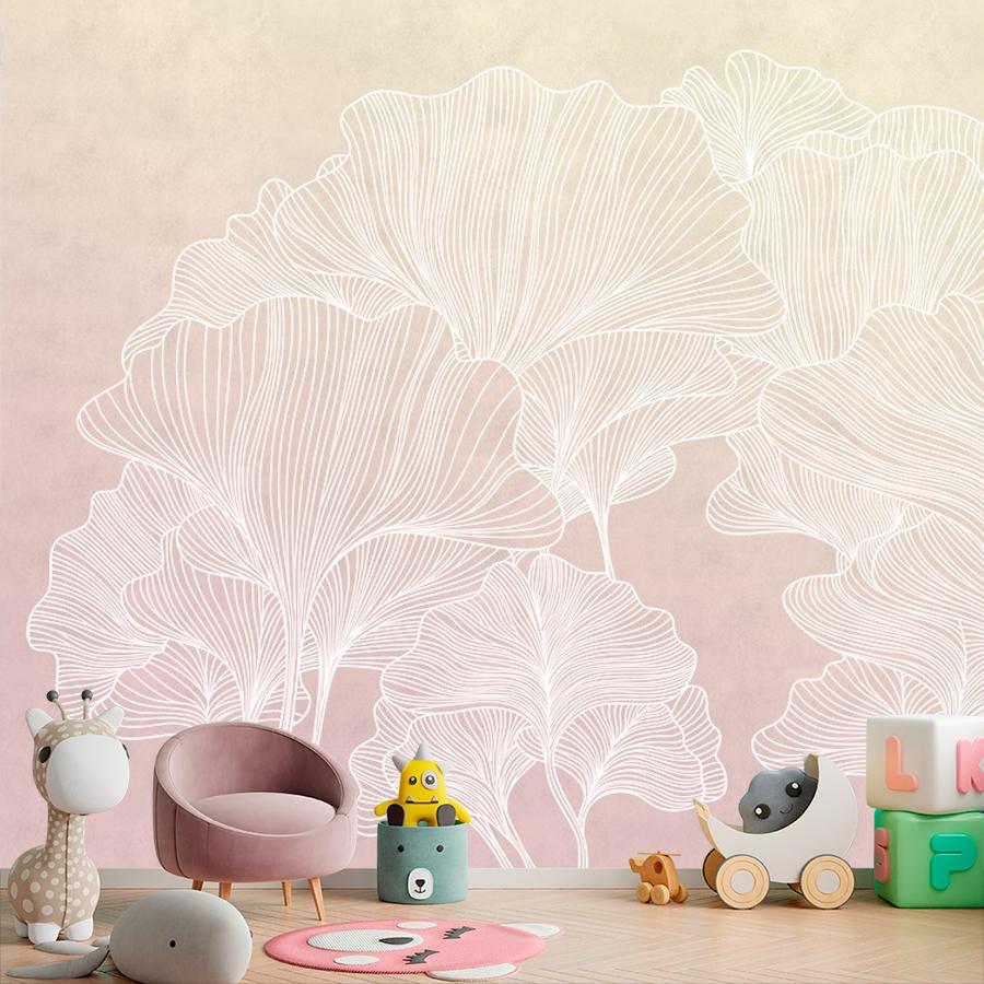 фотообои гинкго трафарет на закате 14-955