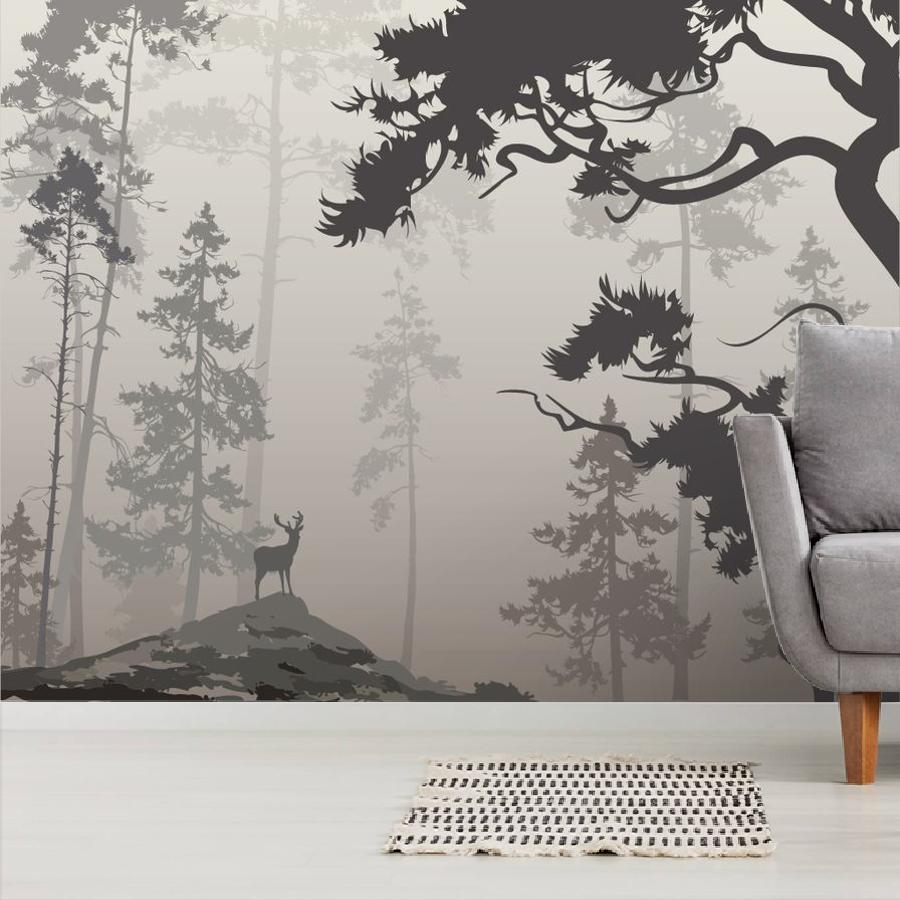 фотообои черно белый лес 9-963