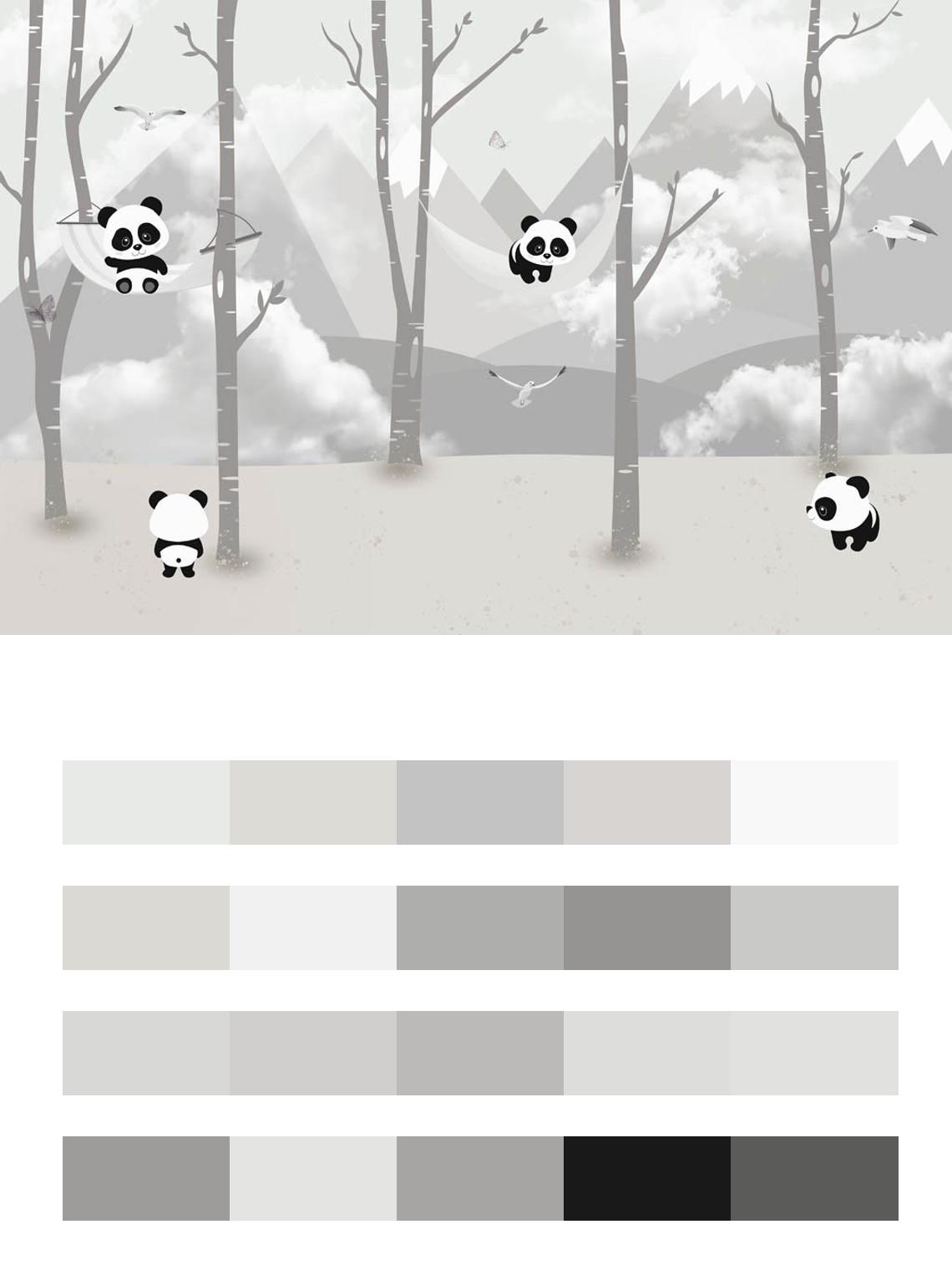 Панды в лесу цвета