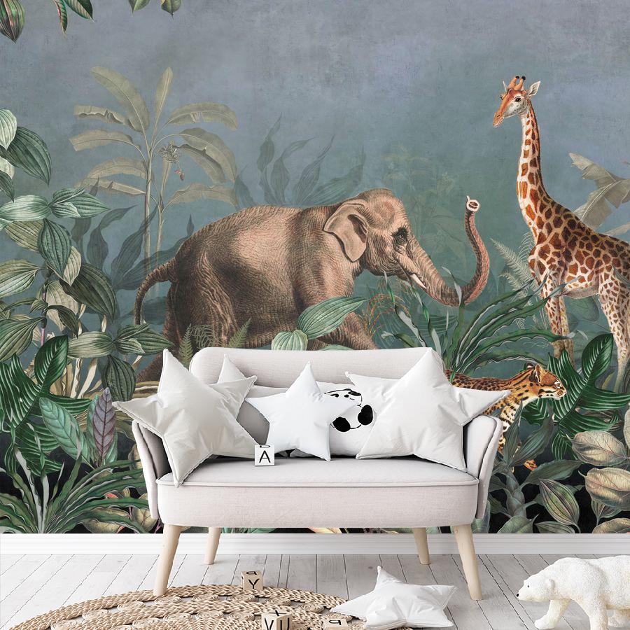 фотообои тропики в детскую серые 12-1783 фотообои тропики в детскую серые 12-1783