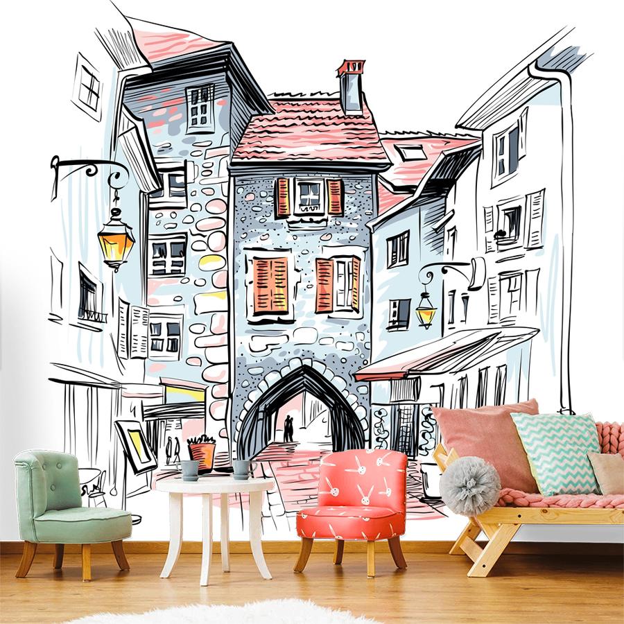 фотообои старинный город граффити 12-495