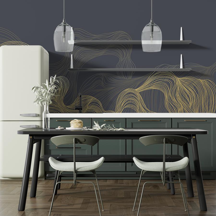 фотообои линии золотые на темном сером 14-976