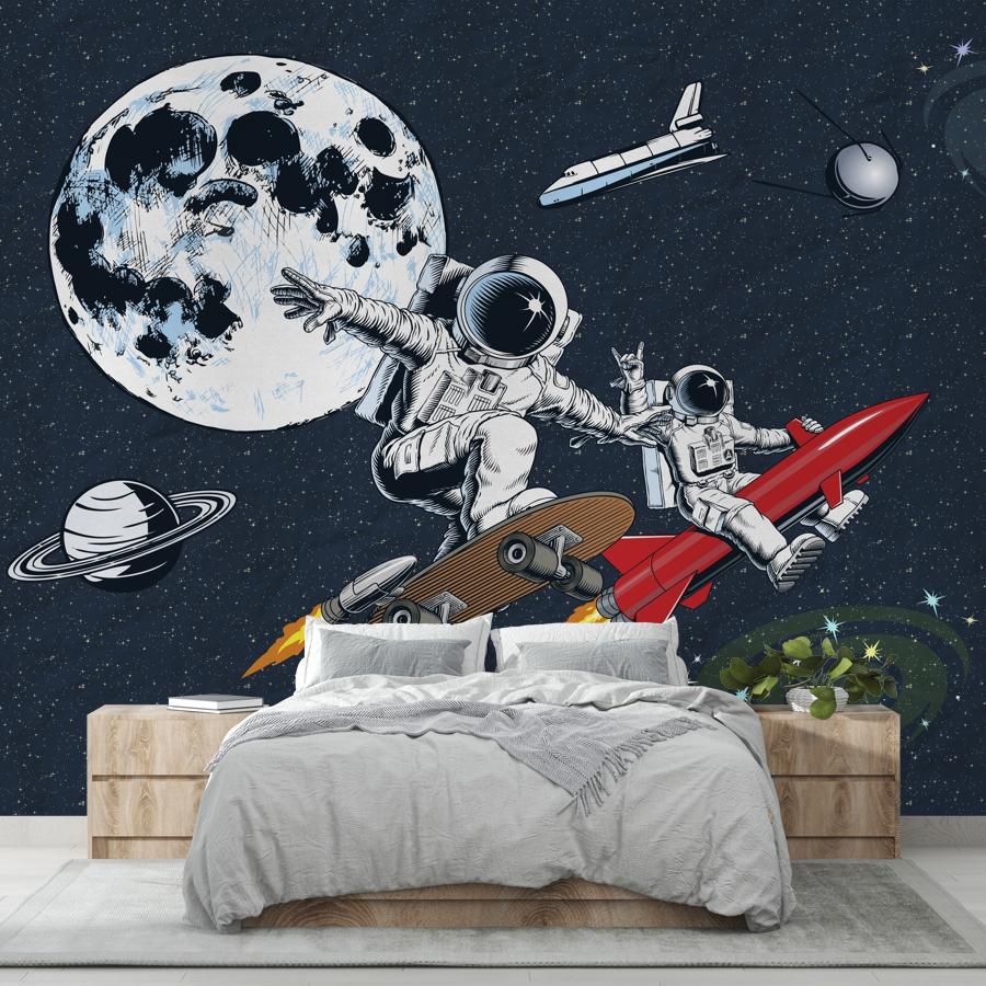 фотообои космонавт-скейтбордист в детскую 14-733