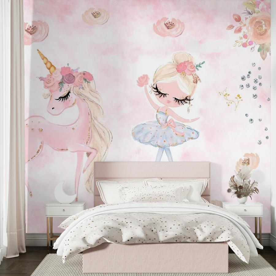 фотообои балеринка и единорог 12-1509