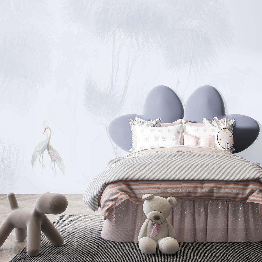 фотообои туманный лес и белая цапля