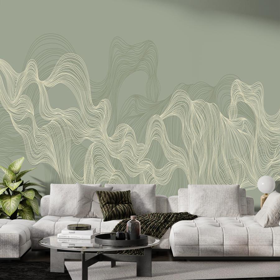 фотообои линии золотые на зеленом 14-970