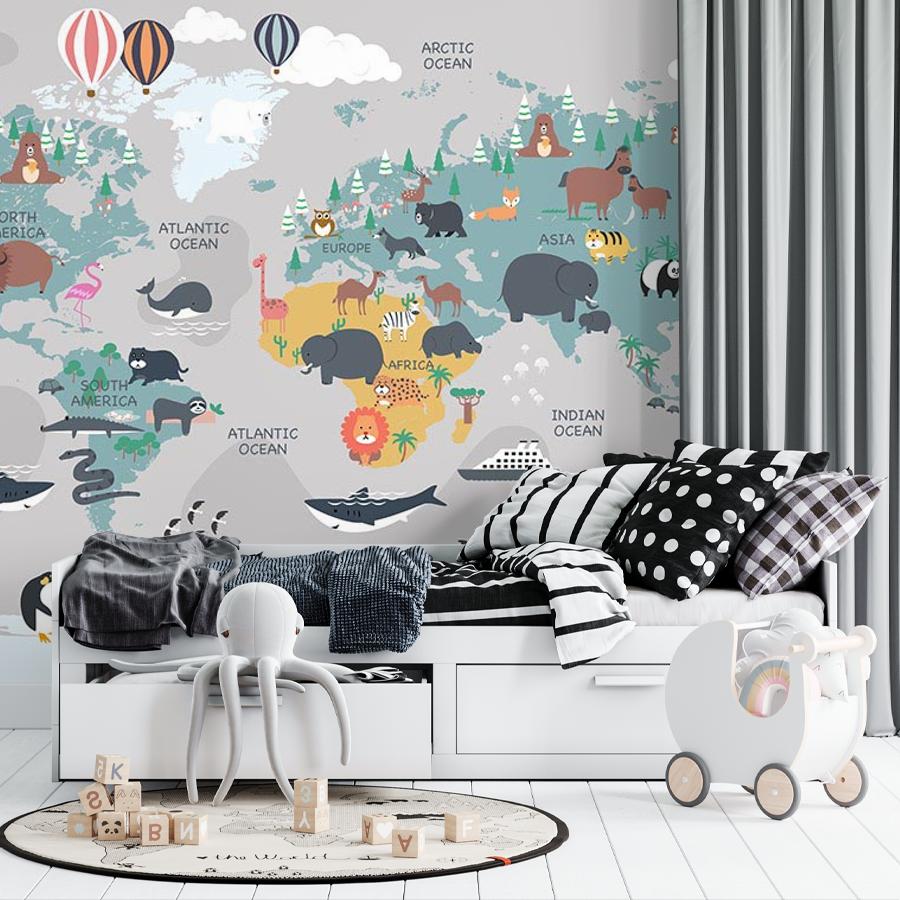 фотообои карта с морскими животными 14-558