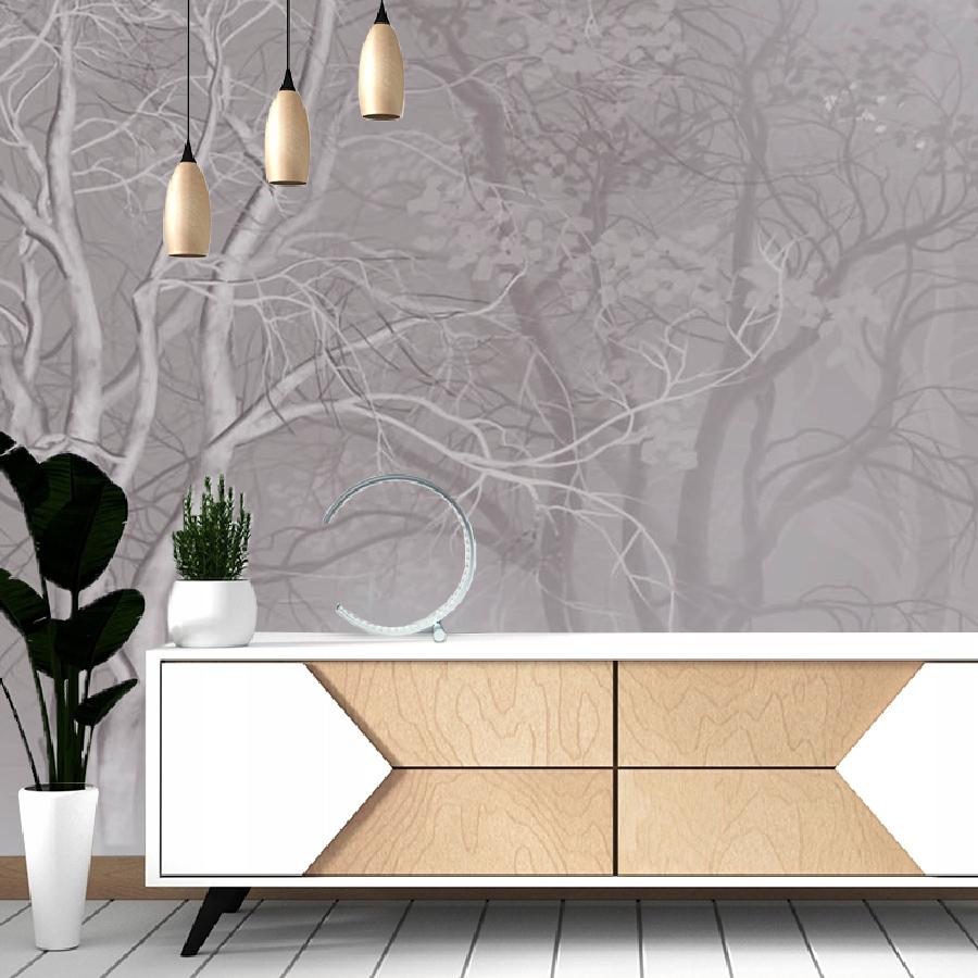 фотообои черно-белые деревья в тумане 13-361