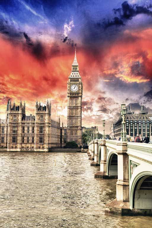 Фотообои Лондон в багряном закате