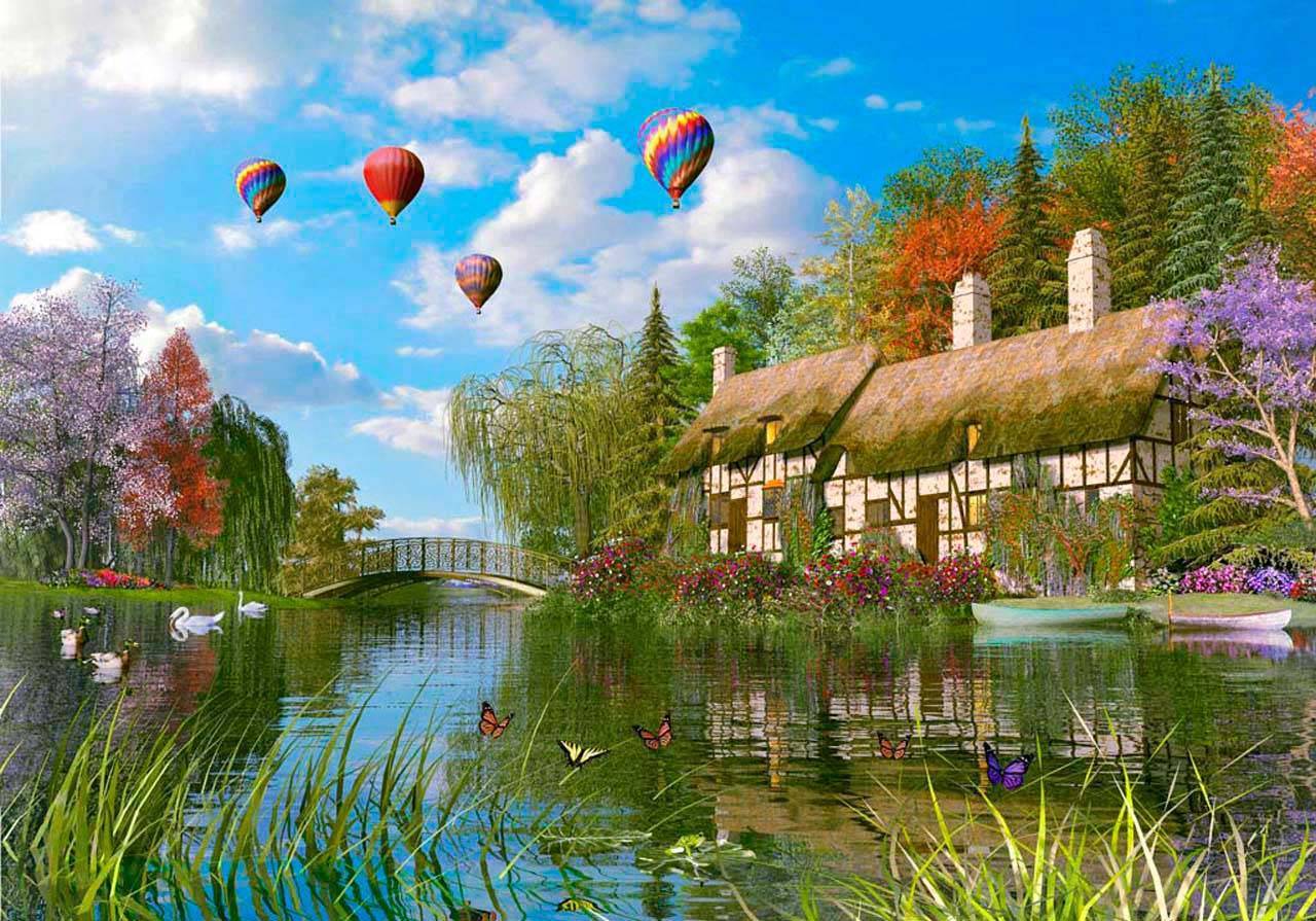 фотообои воздушные шары над озером 8-131