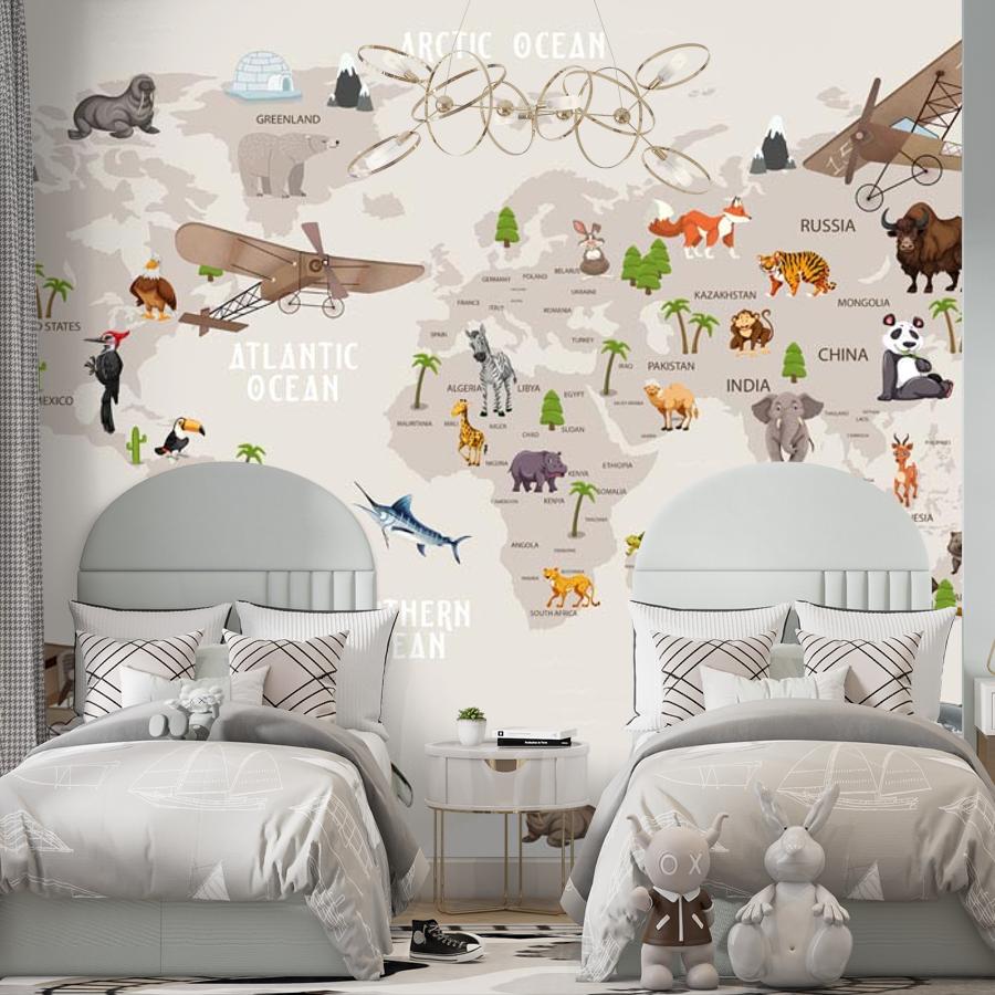 фотообои карта мира бежевая 12-781