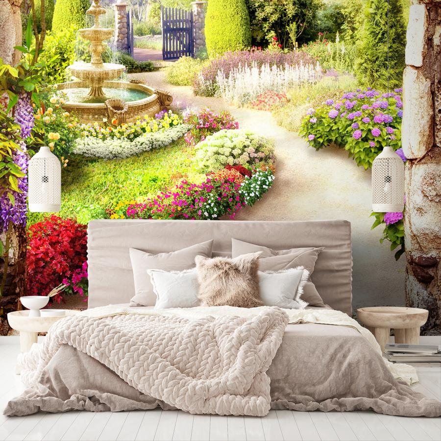 фотообои дорожка по цветущему саду 19-0133