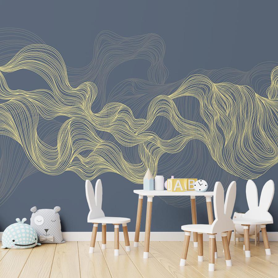 фотообои линии золотые на синем 14-971