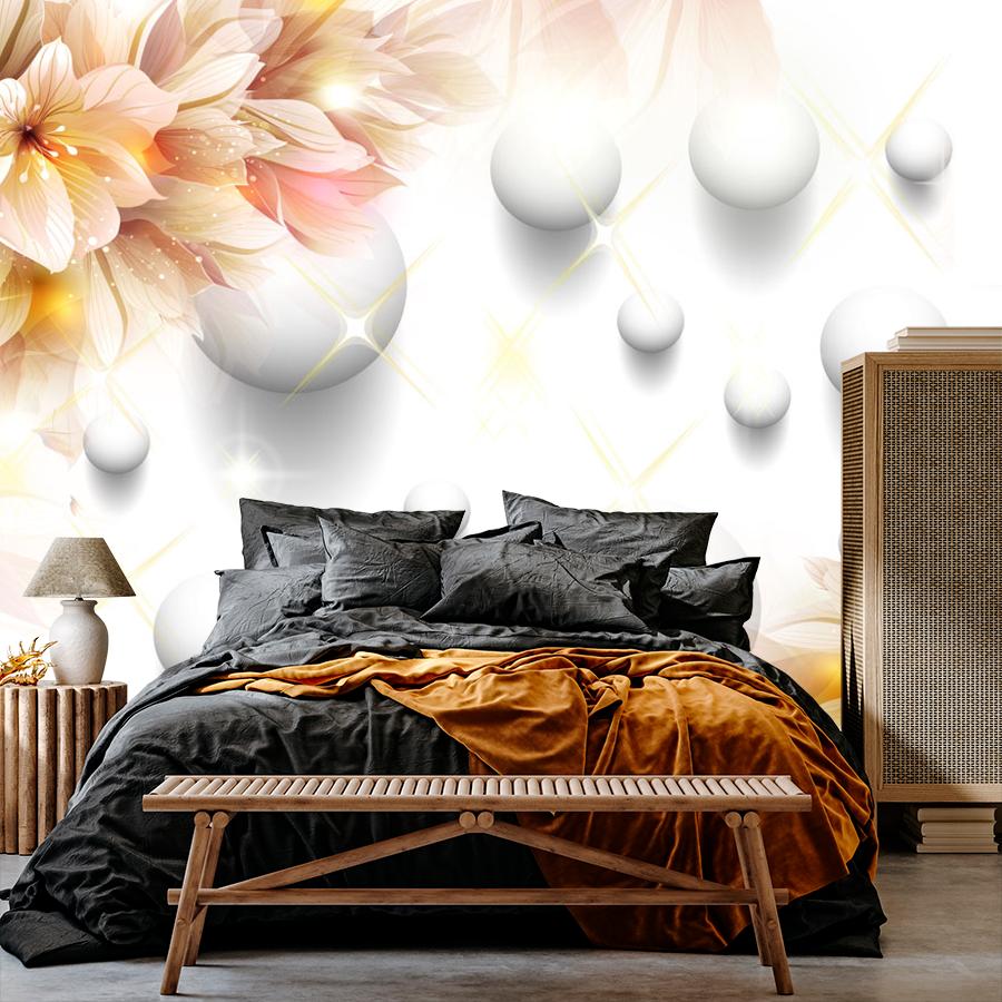 фотообои 3д  фарфоровые золотые цветы 10-630