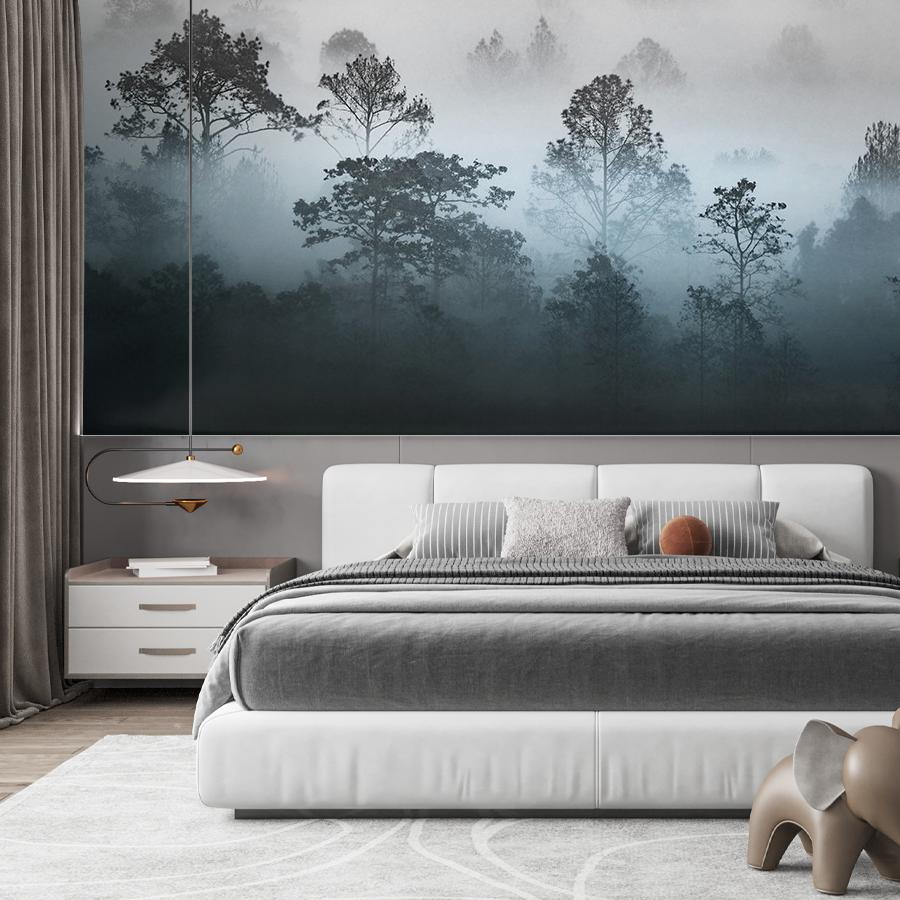 фотообои лес в утреннем тумане 9-2026