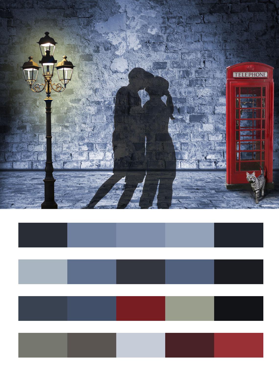 Телефонная будка Лондона и фонарь цвета