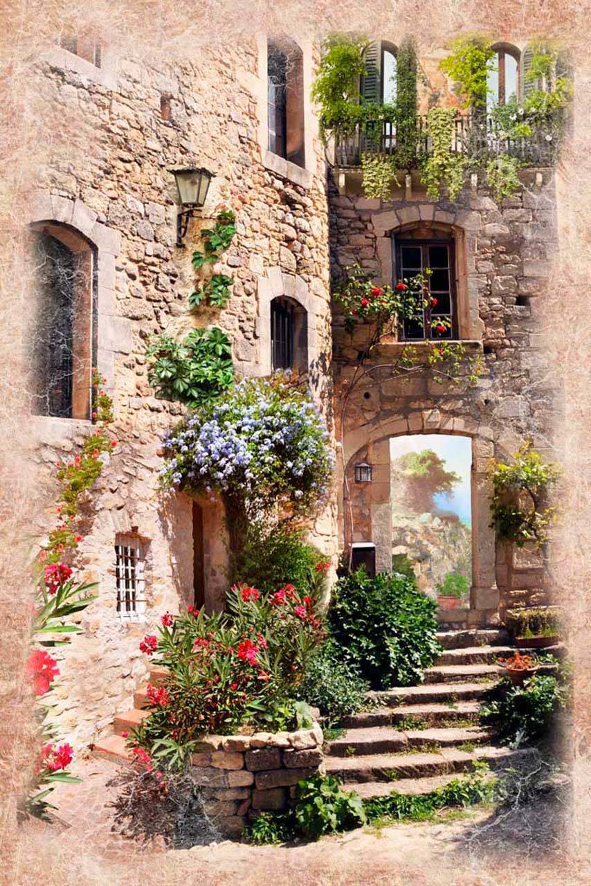 старинная улочка в цветах 5-070 старинная улочка в цветах 5-070