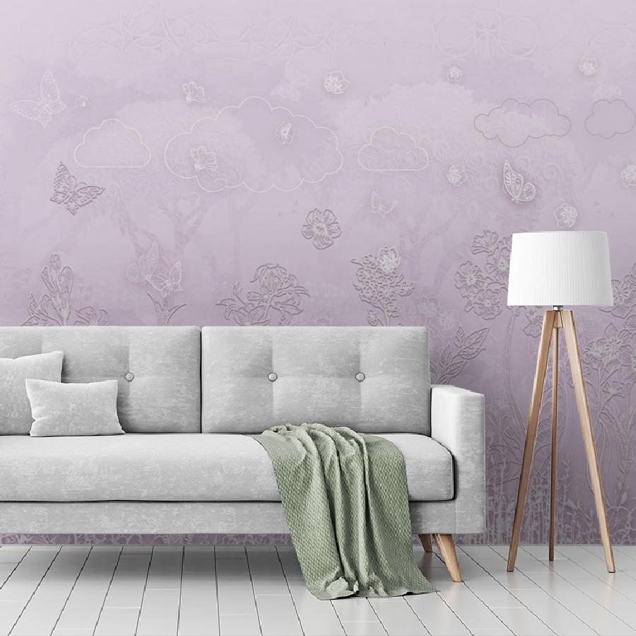 фотообои цветы на сиреневом фоне 13-121