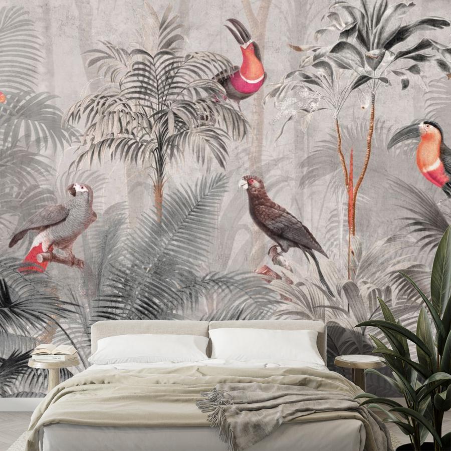 фотообои тропический лес с птицами 12-1844