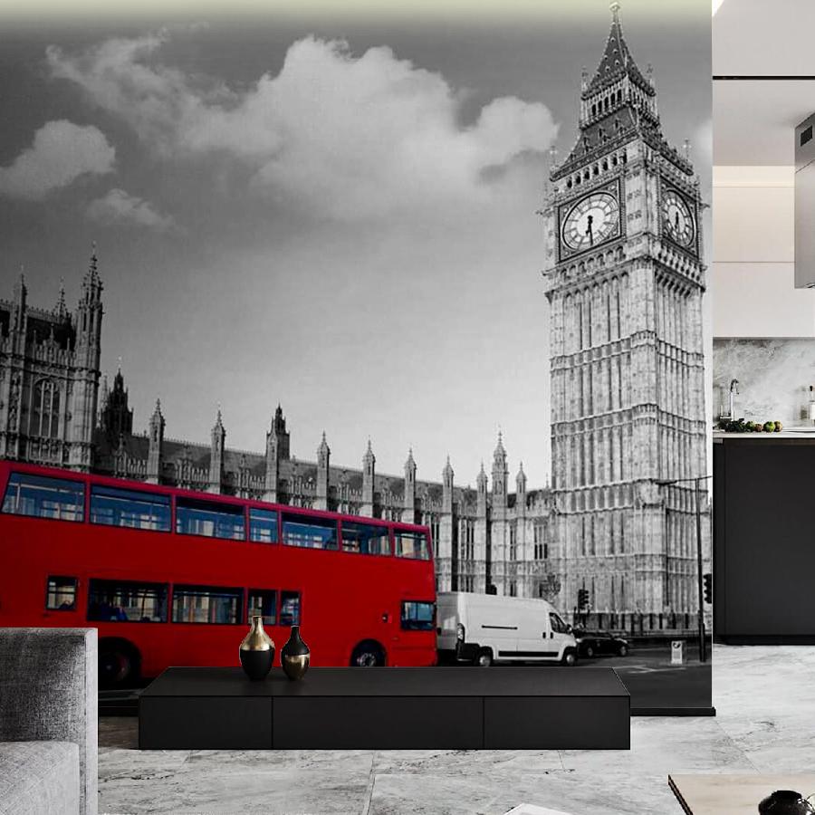фотообои красный автобус на улицах лондона 9-438