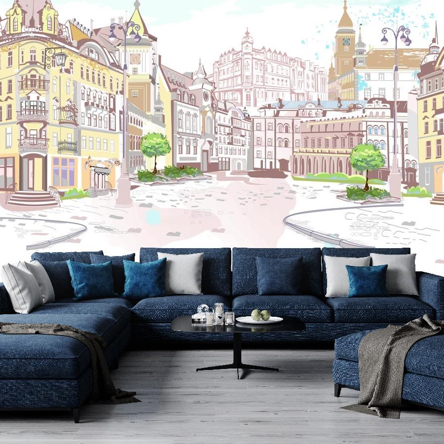 фотообои город рисунок 9-2043