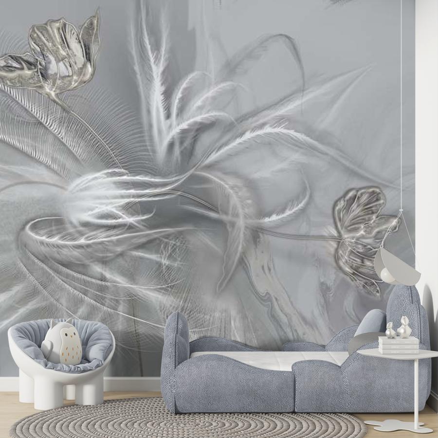 фотообои 3д тюльпаны с пампасной травой 13-994