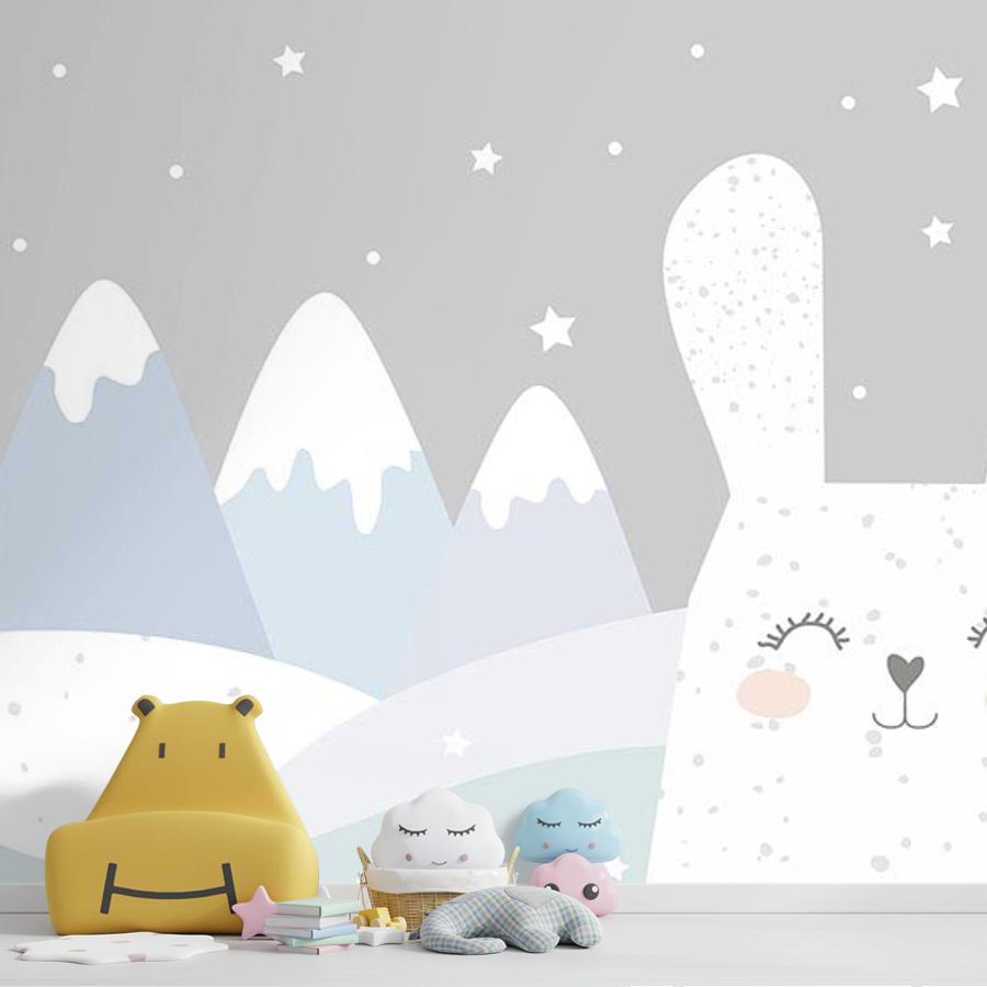 фотообои зайка в зимнем лесу 12-1429 фотообои зайка в зимнем лесу 12-1429