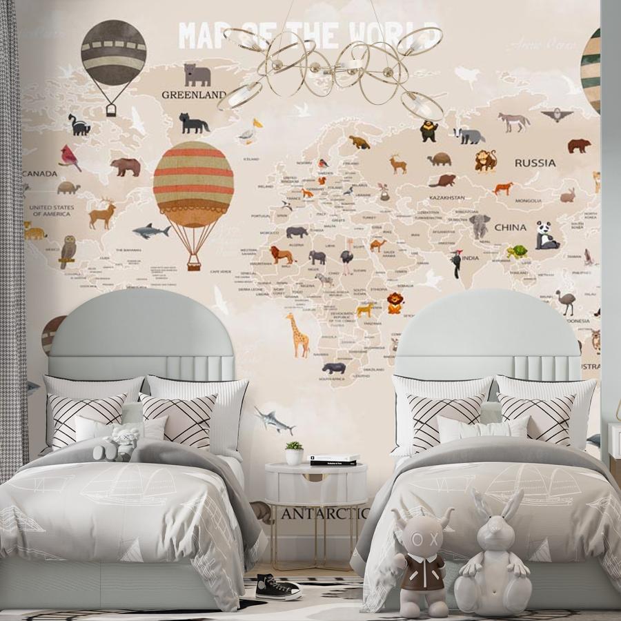 фотообои карта мира и воздушные шары 12-770