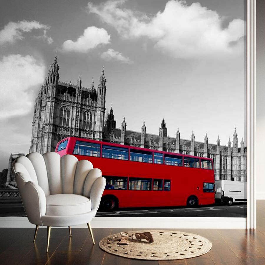 фотообои красный автобус на улицах лондона 9-438