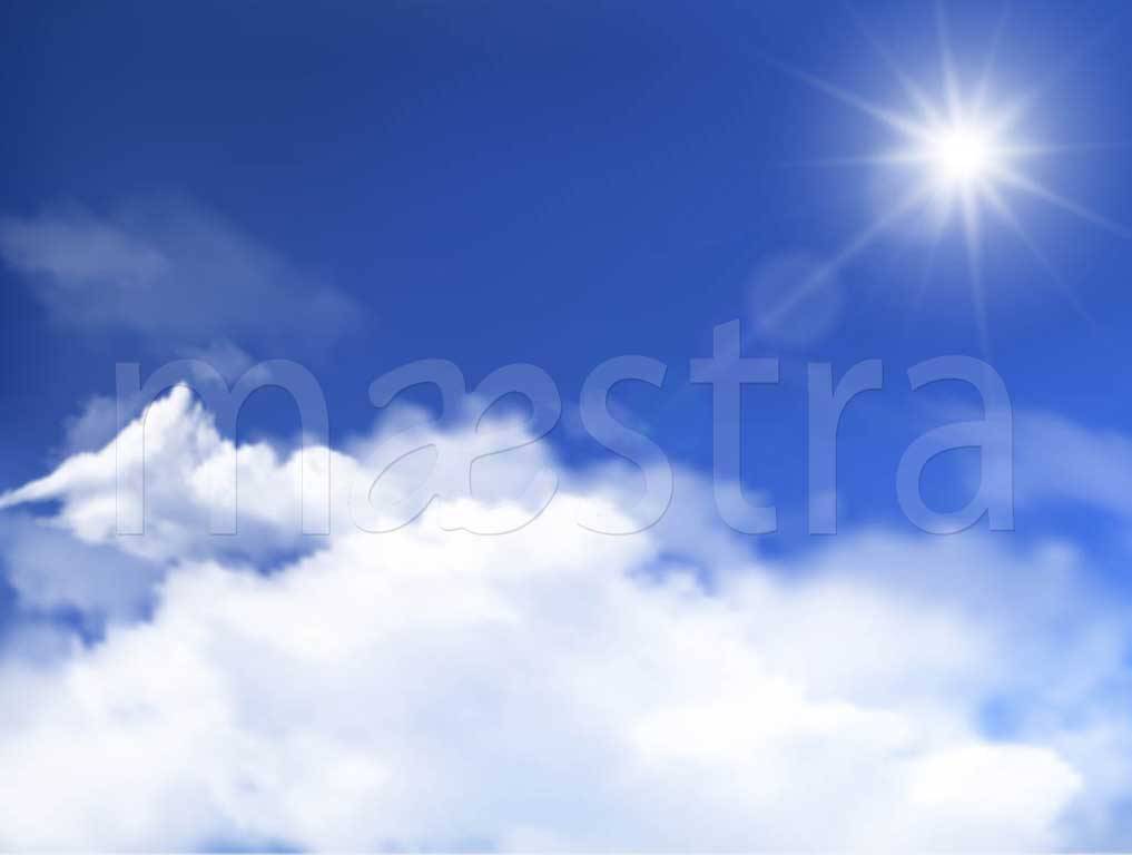 Фотообои Светлое солнце в синем небе