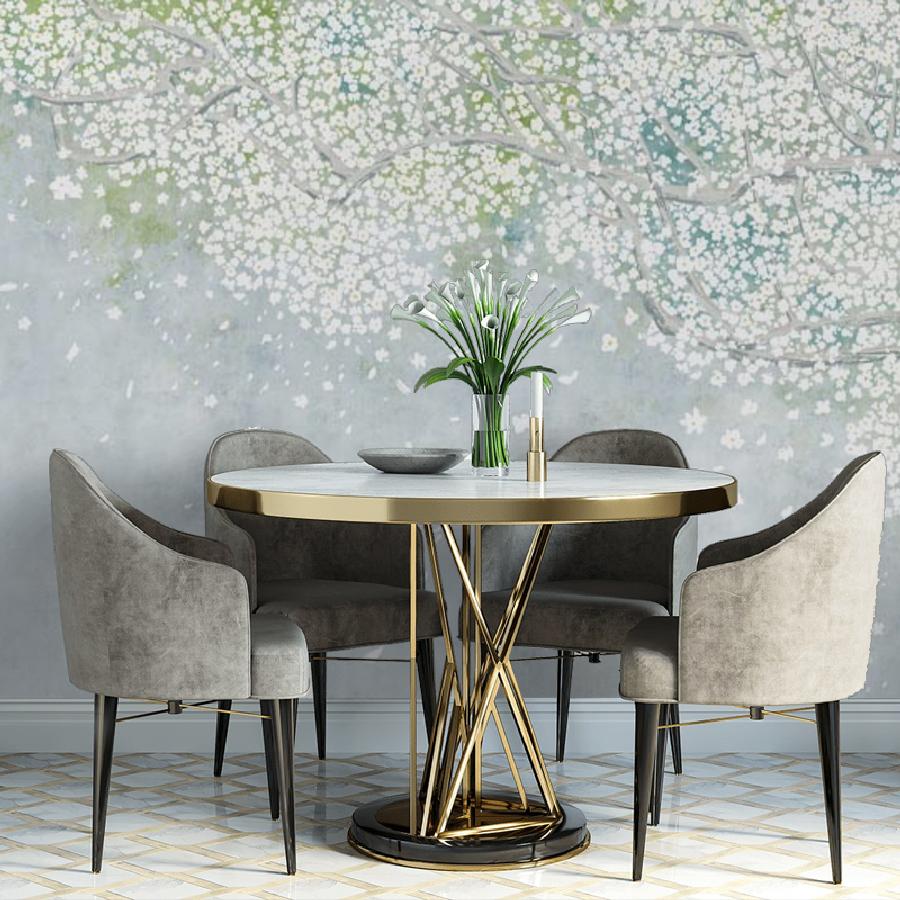 фотообои цветущая яблоня на сером фоне 9-1695