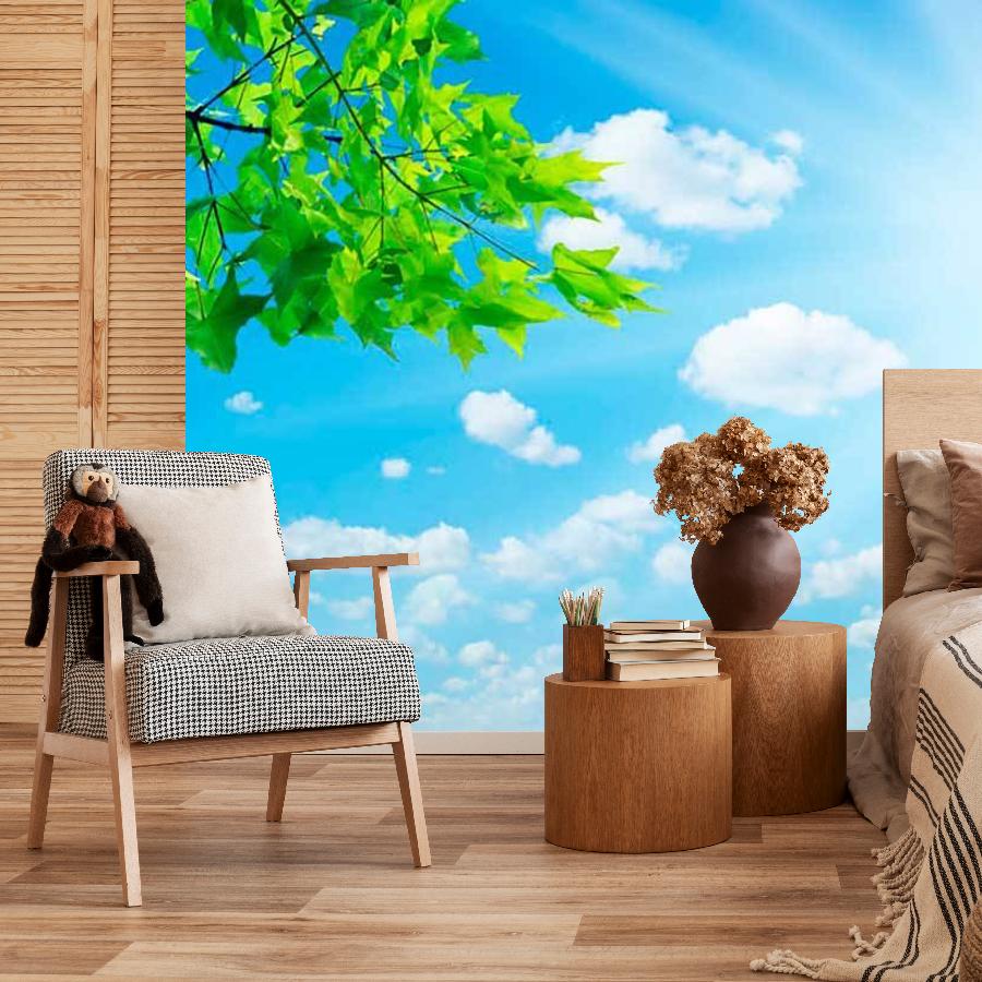 фотообои зеленая  ветка в небе 9-396