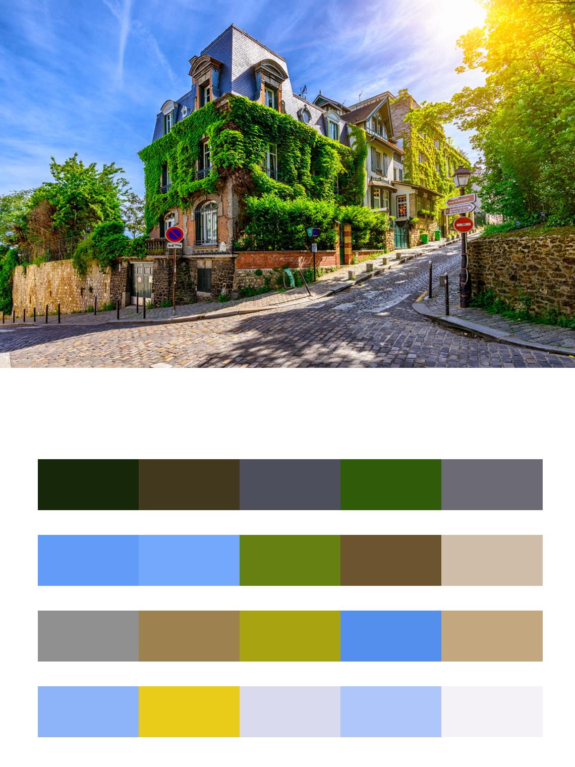 Солнечная улочка Парижа цвета