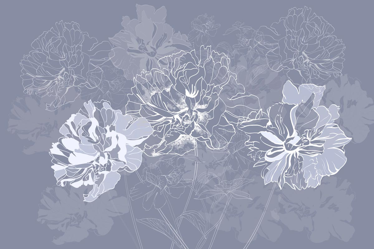 Фотообои Цветы на синем фоне