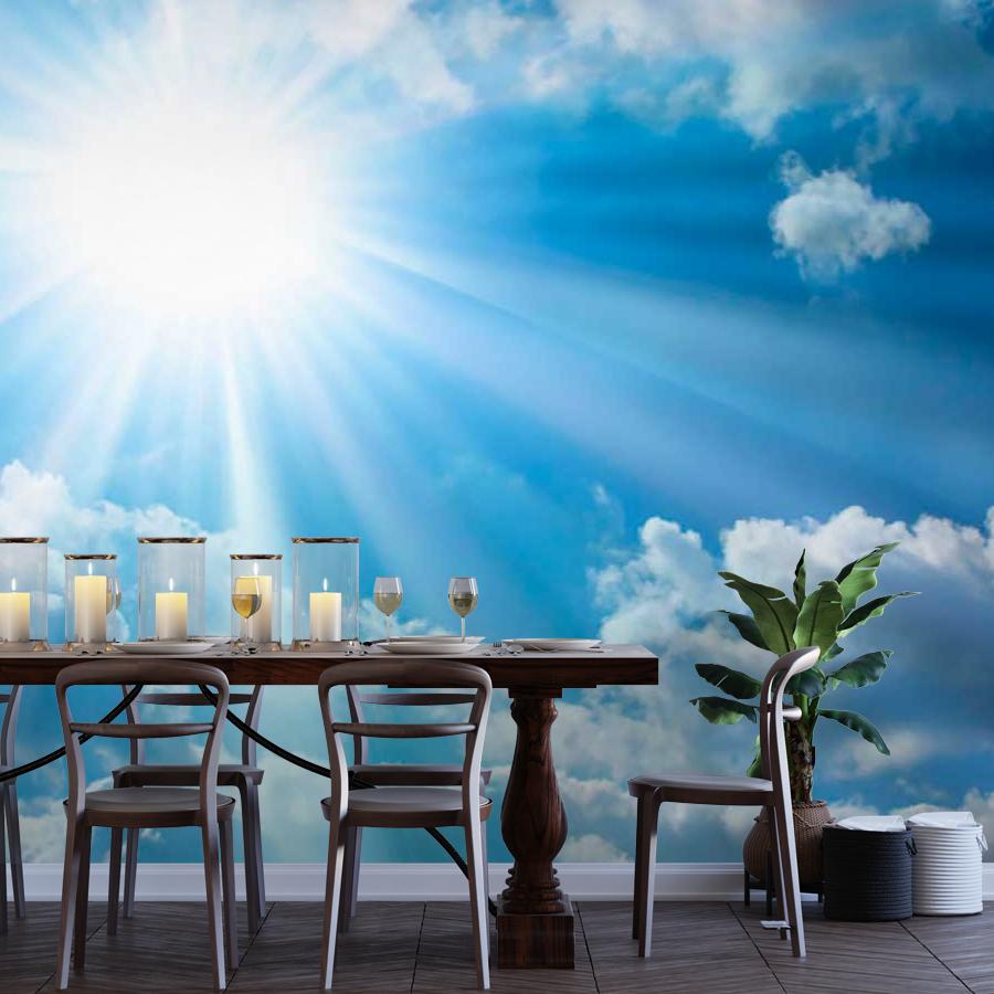 фотообои лучи солнца на молчаливом небе 9-389