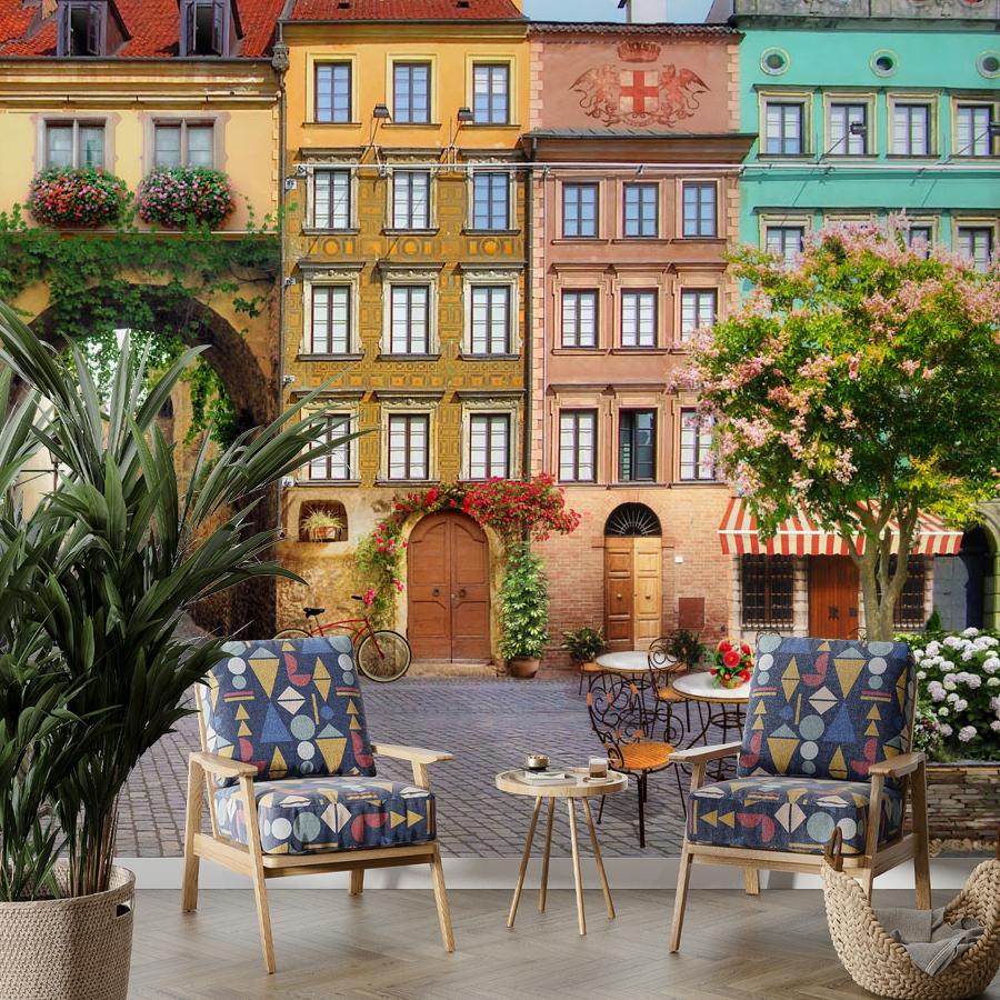 фотообои площадь с фонтаном 19-0064