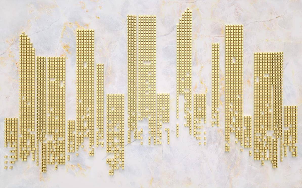 Фотообои Абстракция трехмерный золотой город 3д
