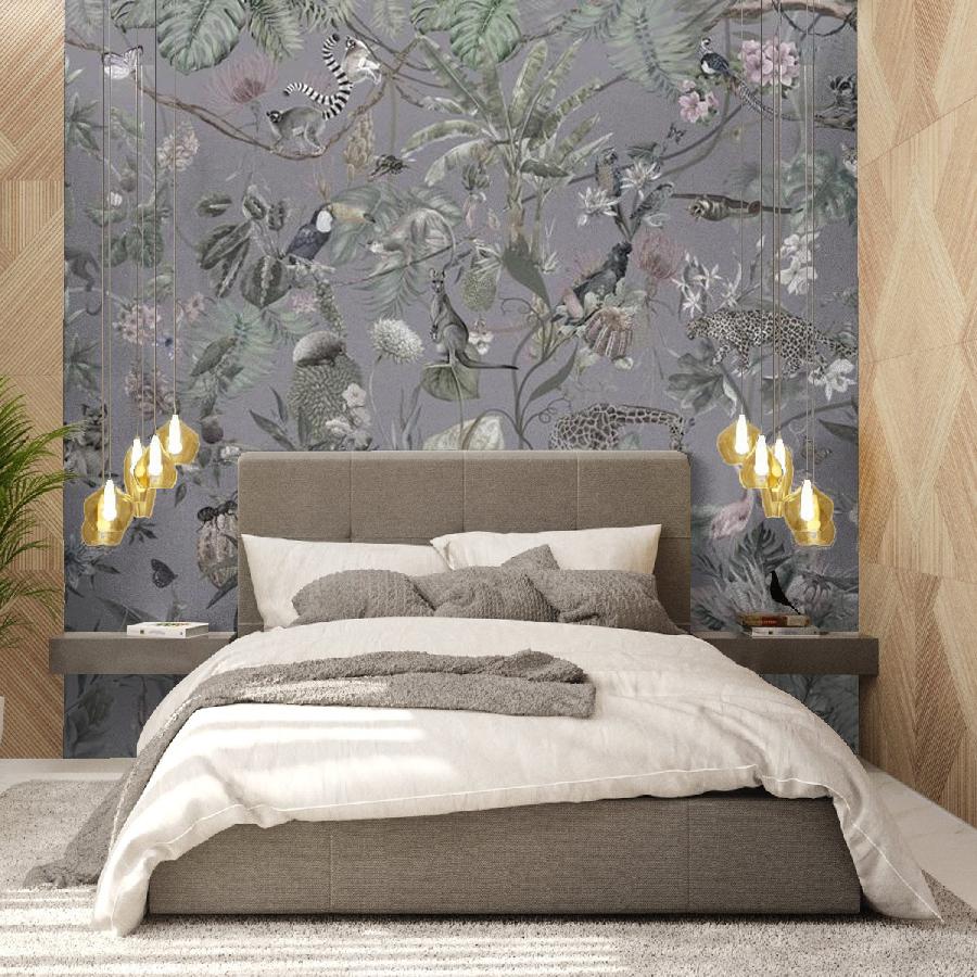 фотообои тропический принт на сером фоне 13-522 фотообои тропический принт на сером фоне 13-522