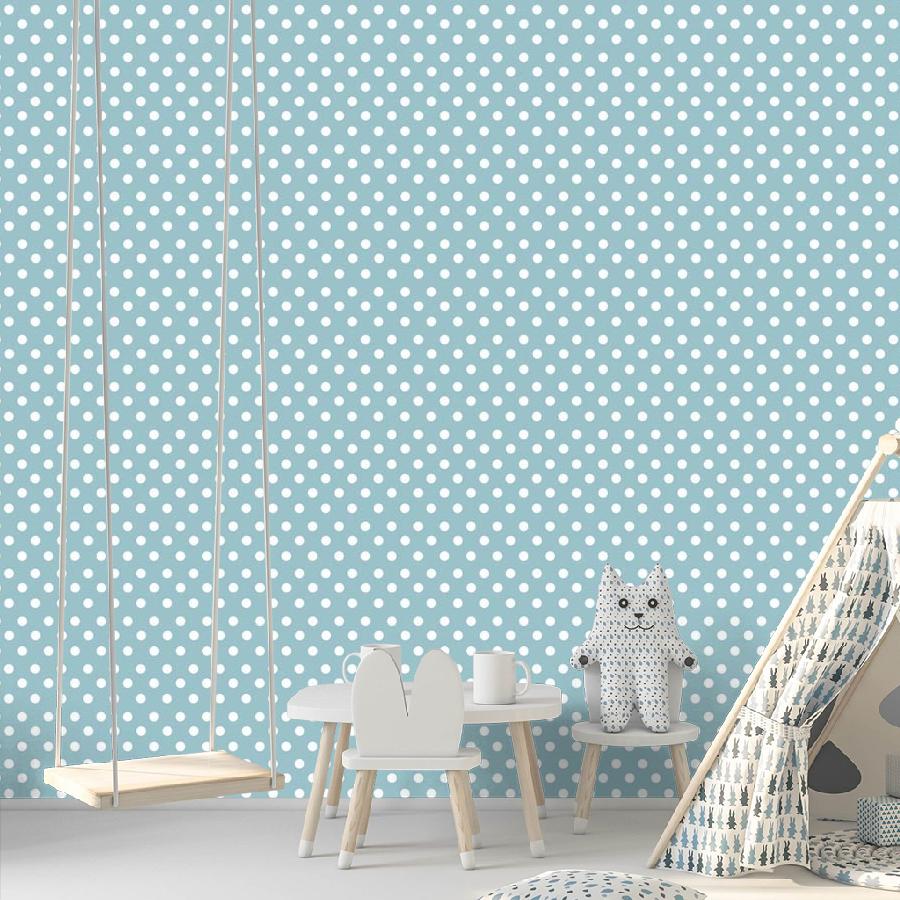 Фотообои и фотообои голубой фон в горошек 14-619