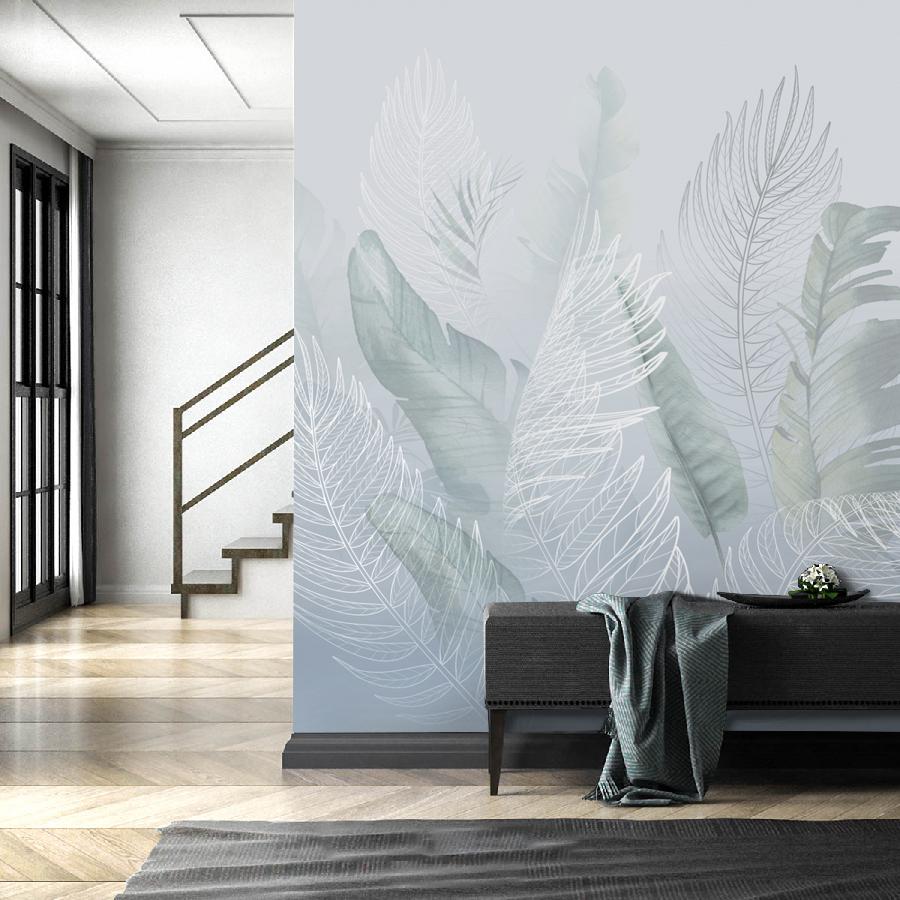 фотообои в спальню нежные листья в тумане 13-669 фотообои в спальню нежные листья в тумане 13-669