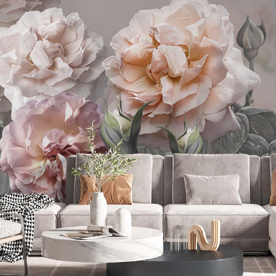 фотообои пионы акварелью 13-278