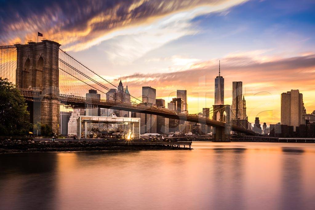 Фотообои Живописное небо над Бруклинским мостом
