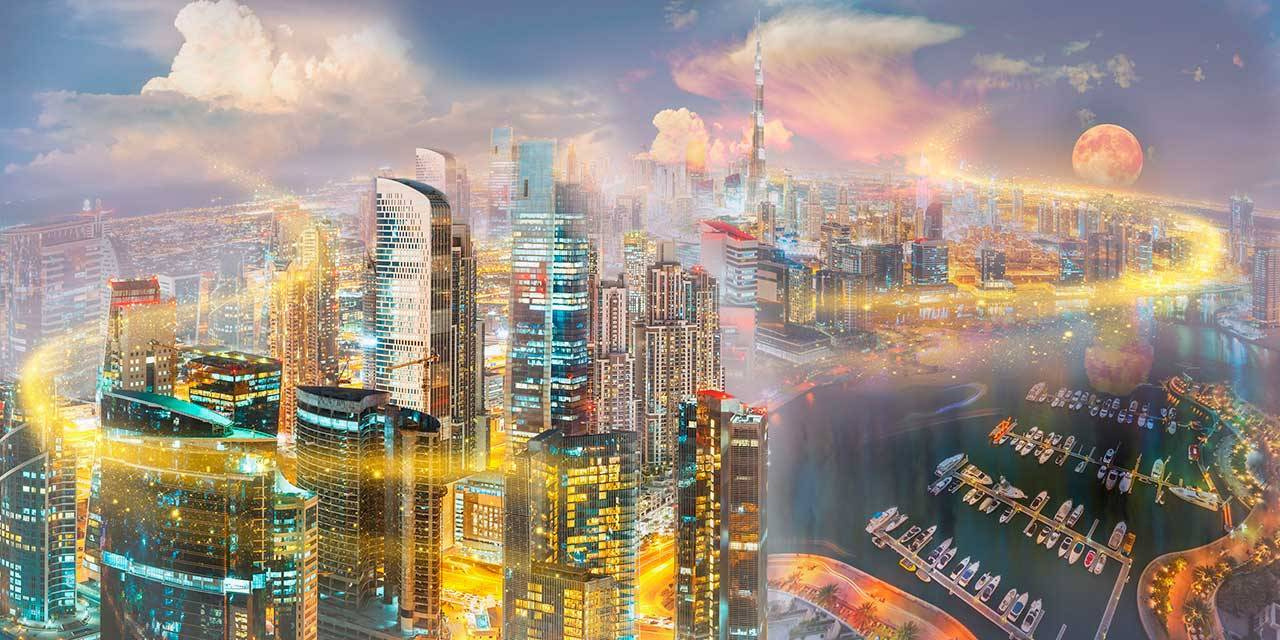 Фотообои Дубай в золотой дымке