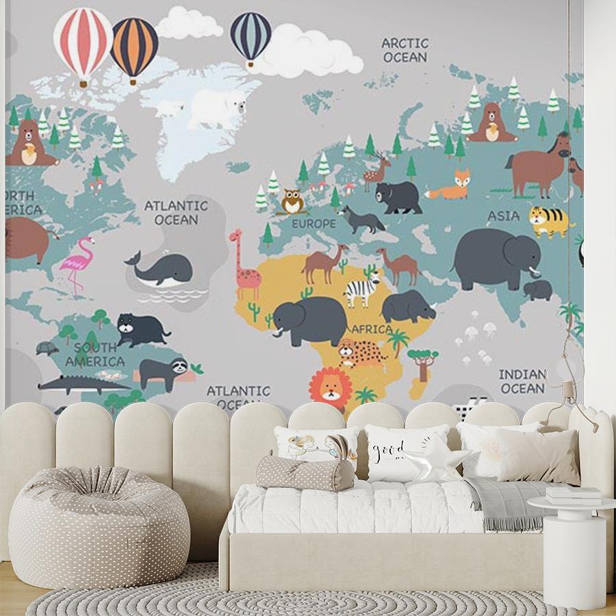 фотообои карта с морскими животными 14-558