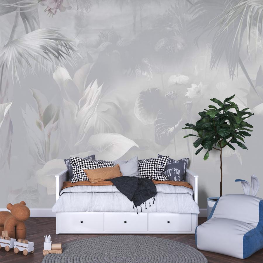 фотообои абстрактный рисунок цветы серые 13-987